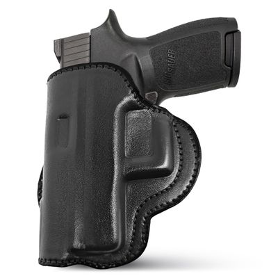 Black Genuine Leather OWB Holster for Glock 21, Beretta PX4 Storm, Sig Sauer P250 - Resistant and Durable Leather Carry Holster - Comfortable Appendix - Maxx Carry Holsters