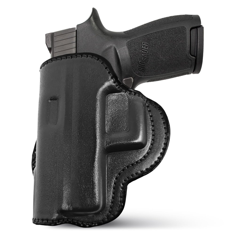 Black Genuine Leather OWB Holster for Glock 21, Beretta PX4 Storm, Sig Sauer P250 - Resistant and Durable Leather Carry Holster - Comfortable Appendix - Maxx Carry Holsters