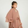 IBTOM CASTLE Abaya for Girls Muslim: Long Flare Sleeve Open Front Three-layered Chiffon Cardigan Maxi Dresses Dubai Kaftan Islamic Abaya Dress Middle East Festival Arabian Robeee Khaki 4-5 Years view 4