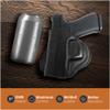 Black Genuine Leather OWB Holster for Glock 43 - Resistant and Durable Leather Carry Holster - Comfortable Appendix - Maxx Carry Holsters view 4