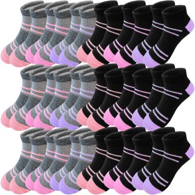 Bemeol Girls Socks 18 Pairs Kids Ankle Socks for Girls Cotton Sports Low Cut Athletic Sock(5-7 Years)