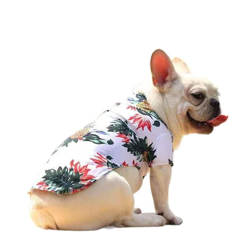 1Pcs Pet Shirts Hawaiian Pet Dog Polo T-Shirts Hawaiian Pet Clothes Beach Coconut Tree Print Pet Summer Shirt (XL,White)