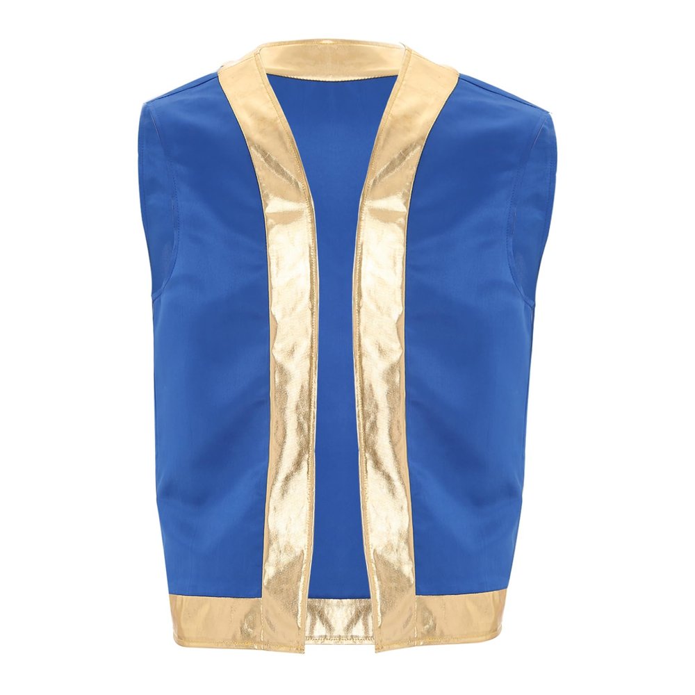 Manyakai Mens Retro Velvet Waistcoat Arabian Desert Prince Tank Vest Medieval Sleeveless Cardigan Royal Blue Small