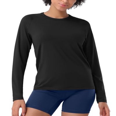 Pioneer Camp Women's UPF 50+ Sun Shirts Long Sleeve UV Protection Rash Guard Lightweight Quick Dry SPF Hiking Tops Outdoor Black