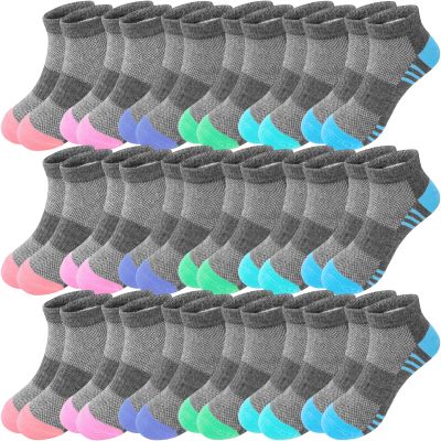 Bemeol Girls Socks 18 Pairs Ankle Socks for Girl Cotton Sports Athletic Low Cut Running Sock(7-10 Years)