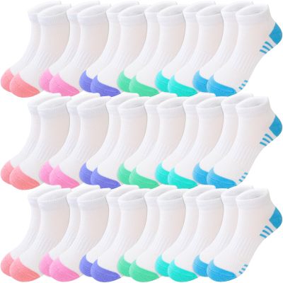 Bemeol Girls Socks 18 Pairs Ankle Socks for Girl Cotton Sports Athletic Low Cut Running Sock(5-7 Years)