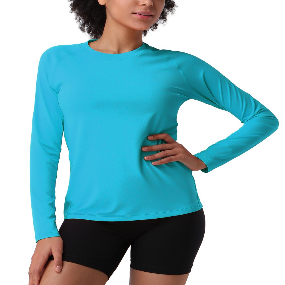 Pioneer Camp Women's UPF 50+ Sun Shirts Long Sleeve UV Protection Rash Guard Lightweight Quick Dry SPF Hiking Tops Outdoor Horizon Blue