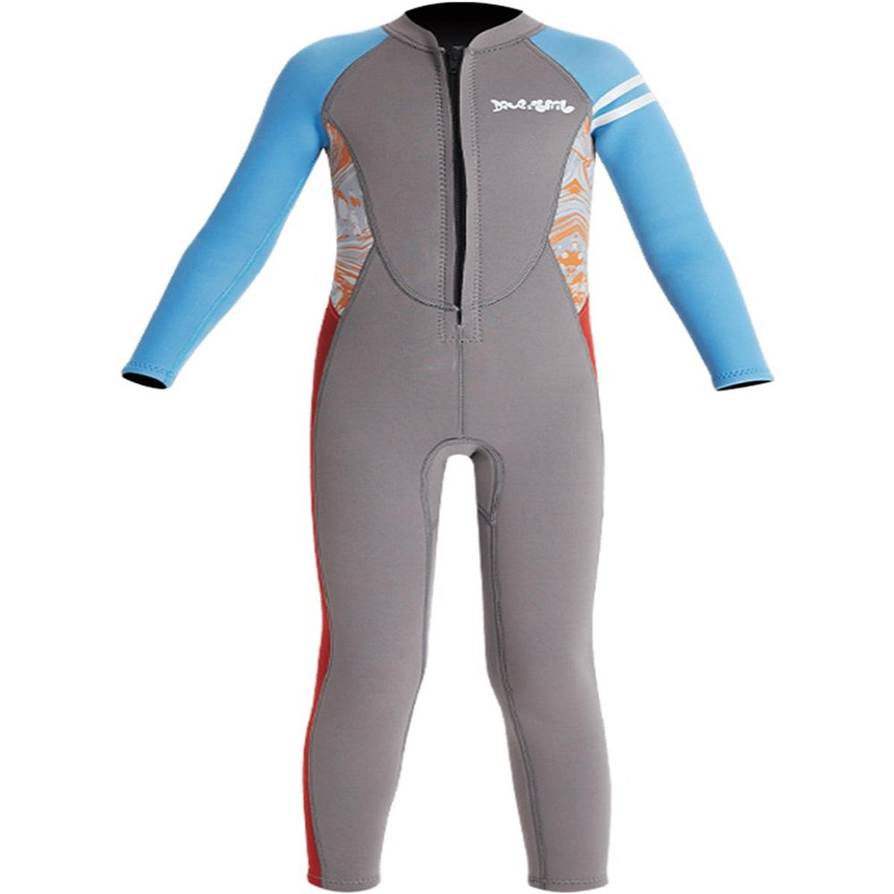 Boys Girls Wetsuit Set 2.5mm Long Sleeve Front Zip Thermal Wetsuit Swimsuits for Surfing Dive Snorkeling Water Sports