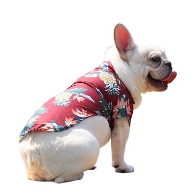 1Pcs Pet Shirts Hawaiian Pet Dog Polo T-Shirts Hawaiian Pet Clothes Beach Coconut Tree Print Pet Summer Shirt (M,Red)