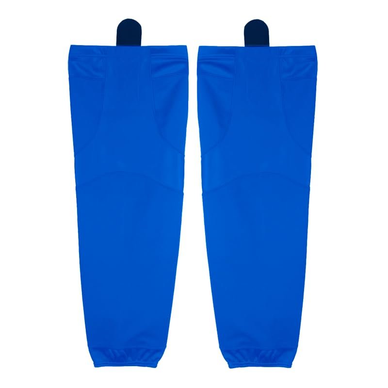 PEAR SOX Stock Polyester Pro-Mesh Ice Hockey Solid Socks for Senior, Junior Athletes - Breathable Mesh Inserts, Two Sewn-in Straps, Ergonomic Fit Elastic Ankle (Royal, Medium)