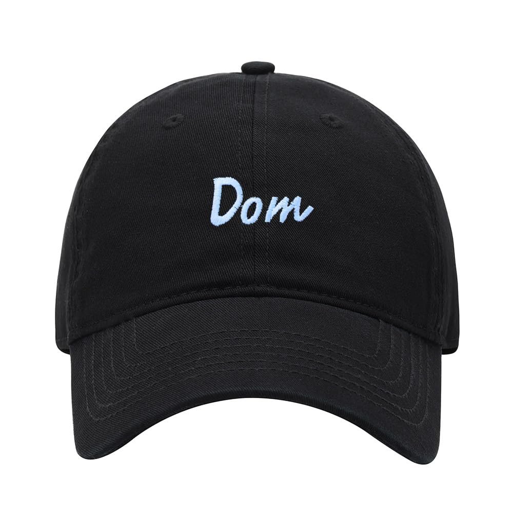 Baseball Cap Men Women Name Dom Gift Embroidered Unisex Classic Adjustable Strapback Dad Hat (7 1/2,Black)