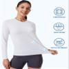 Pioneer Camp Women's UV Sun Protection SPF Shirt V Neck UPF 50+ Long Sleeve Workout Tops Quick Dry Rash Guard Hiking Running White view 4