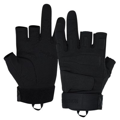 Seibertron S.O.L.A.G-T Tactical Three Fingerless Gloves - Water Resistant Impact Protection Outdoor Sports Gloves Black L