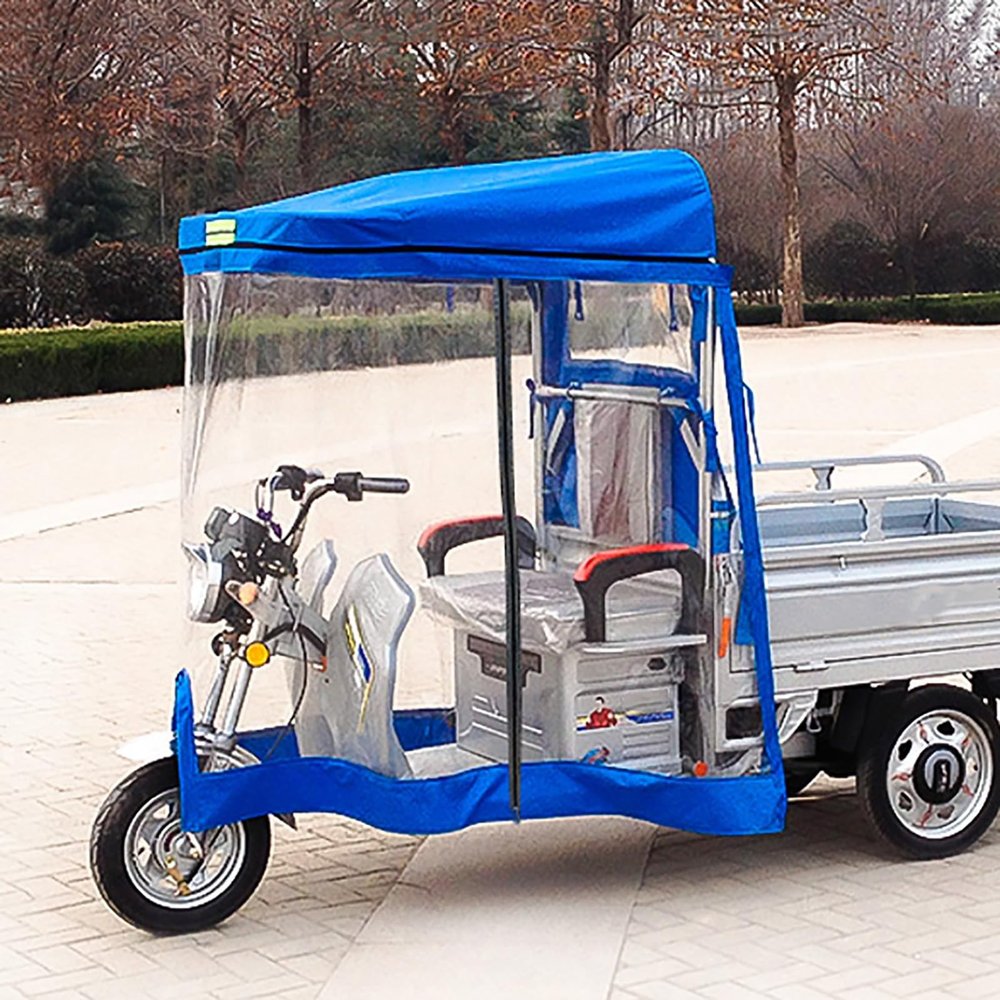 WYHBXD Electric Tricycle Frame Canopy,Sanbengzi CanvasAwning,Equipped with Safety Warning Strips for Easy Entry and Exit (Color : Blue, Size : 90-95cm/35-37in)