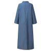 NATHGAM Plus Size Denim Dress for Women Oversized Long Sleeve Jean Maxi Dresses Loose Fit Button Up Lapel Dress Solid Dress view 3