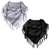 Aonal Military Shemagh Tactical Desert Scarf, 100% Cotton Keffiyeh Neck Head Scarf Wrap for Men Women,X-White & Black(2 pcs) view 2