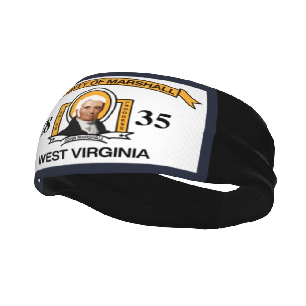 Flag of Marshall County, West Virginia Headbands for Women Men Breathable Sports Headband Outdoor Interior Sports Wicking Hair Ties Leisure Hair Bands