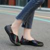 Lifup Women's Sidewalk Slip on Flat Elastic Woven Walking Shoes Lightweight Breathable Mesh Walking Sneakers Running Shoes Multicoloured 6.5 view 4