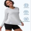 Pioneer Camp Women's UV Sun Protection SPF Shirt V Neck UPF 50+ Long Sleeve Workout Tops Quick Dry Rash Guard Hiking Running Light Grey view 4
