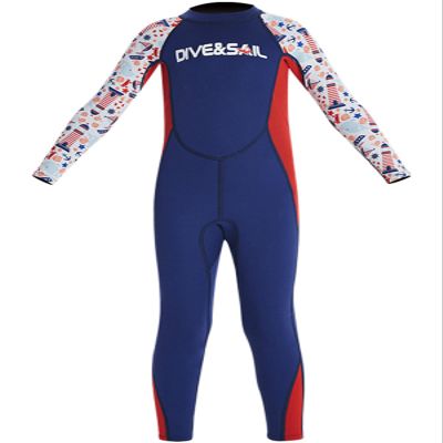 Boys Girls Wetsuit Set 2.5mm Long Sleeve Front Zip Thermal Wetsuit Swimsuits for Surfing Dive Snorkeling Water Sports