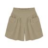 GOKKILRW Shorts for Women Summer Casual Elastic High Waisted Wide Leg Beach Loose Fit Short Pants with Pockets Trendy Solid Office Work Shorts Khaki view 1