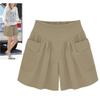 GOKKILRW Shorts for Women Summer Casual Elastic High Waisted Wide Leg Beach Loose Fit Short Pants with Pockets Trendy Solid Office Work Shorts Khaki view 2