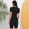 IMEKIS Rashguard Swimsuit for Women 2024: Boyleg Rash Guard Long Sleeve Modest Bathing Suit Unitard UV Protection Swimwear Surfing Athletic Surf Wetsuit Swim Suits UPF 50 Black White Block Medium view 3