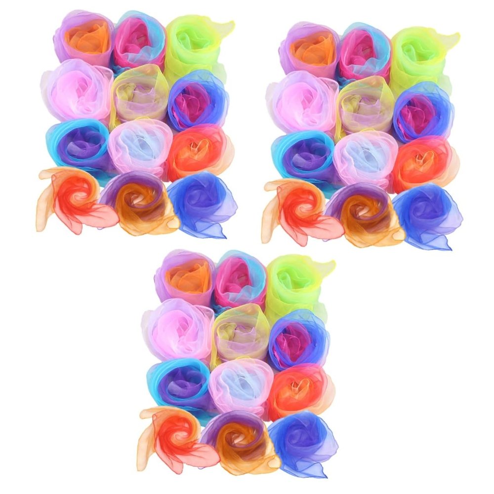 LIFKOME 36pcs Gradient Juggling Dance Scarves for Boys and Girls Performance and Decoration Soft Gauze Random Colors for Play Dance Groups and Stage Props