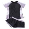 Girl Swimwear Quick Dry Zipper Swimsuits Short Sleeve Rash Guard Water Sports Surfing Swimsuits with Shorts Two Piece Sun Protection Swimsuit view 4