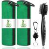 ATTRACTIVE Golf Towels, Microfiber Waffle Pattern Towels - Golf Club Brush with Cleaning (2 Green Towel+Black Brush) view 1