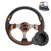AIPSET Golf Cart Steering Wheel and Adapter Kit Compatible with EZGO RXV/TXT Model, Easy Installation - Woodgrain view 1
