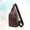 Holibanna Men Pu Leather Crossbody Sling Bag Usb Headphone Port Lightweight Chest Bag for Outdoor Sports and Daily Wear Dark Brown view 3