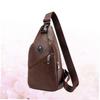 Holibanna Men Pu Leather Crossbody Sling Bag Usb Headphone Port Lightweight Chest Bag for Outdoor Sports and Daily Wear Dark Brown view 4
