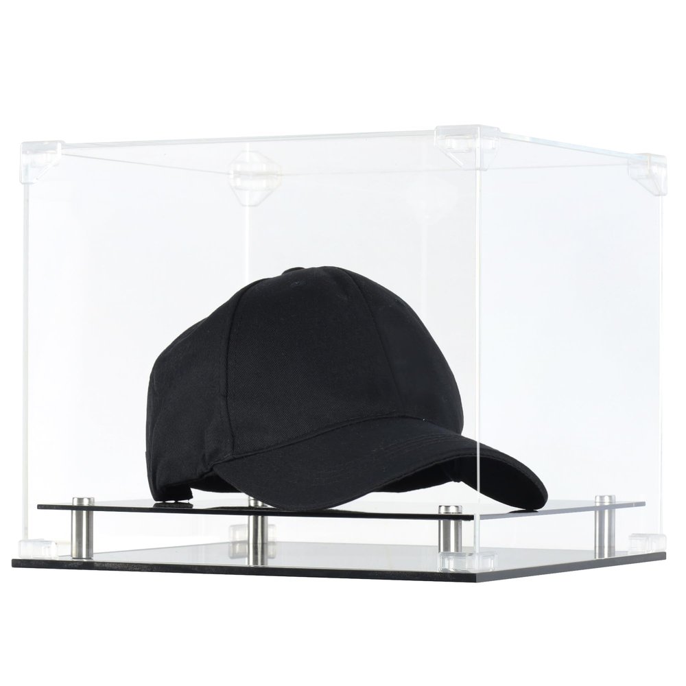 DisplayGifts Pro UV Protection Baseball Cap Hat Display Case Holder Stand Perfect for Baseball, Football or Snapback Caps (All Sides Clear)