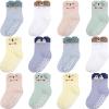 Aroveea Non Slip Grip Ankle Baby Socks 12 Pack for Toddler Boys and Girls Kids,Infant Cute Cotton Baby Socks view 1
