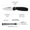 CJRB Prado Folding Pocket Knife 3.76" AR-RPM9 Sand Polish Steel Blade Ebony Handle Crossbar Lock for Men Outdoor, Survival, Camping and EDC, Ebony view 2