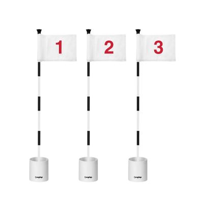 KINGTOP Golf Flagstick Mini, Putting Green Flag for Yard, 3 Feet Flagpole 2-Section Design, Stylish Black & White Striped Coated, Golf Pin Flags Hole Cup Set, 4" Putting Cup, Numbered# 1-3