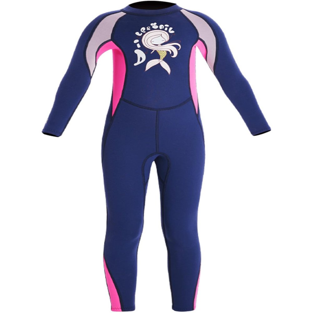 Boys Girls Wetsuit Set 2.5mm Long Sleeve Front Zip Thermal Wetsuit Swimsuits for Surfing Dive Snorkeling Water Sports