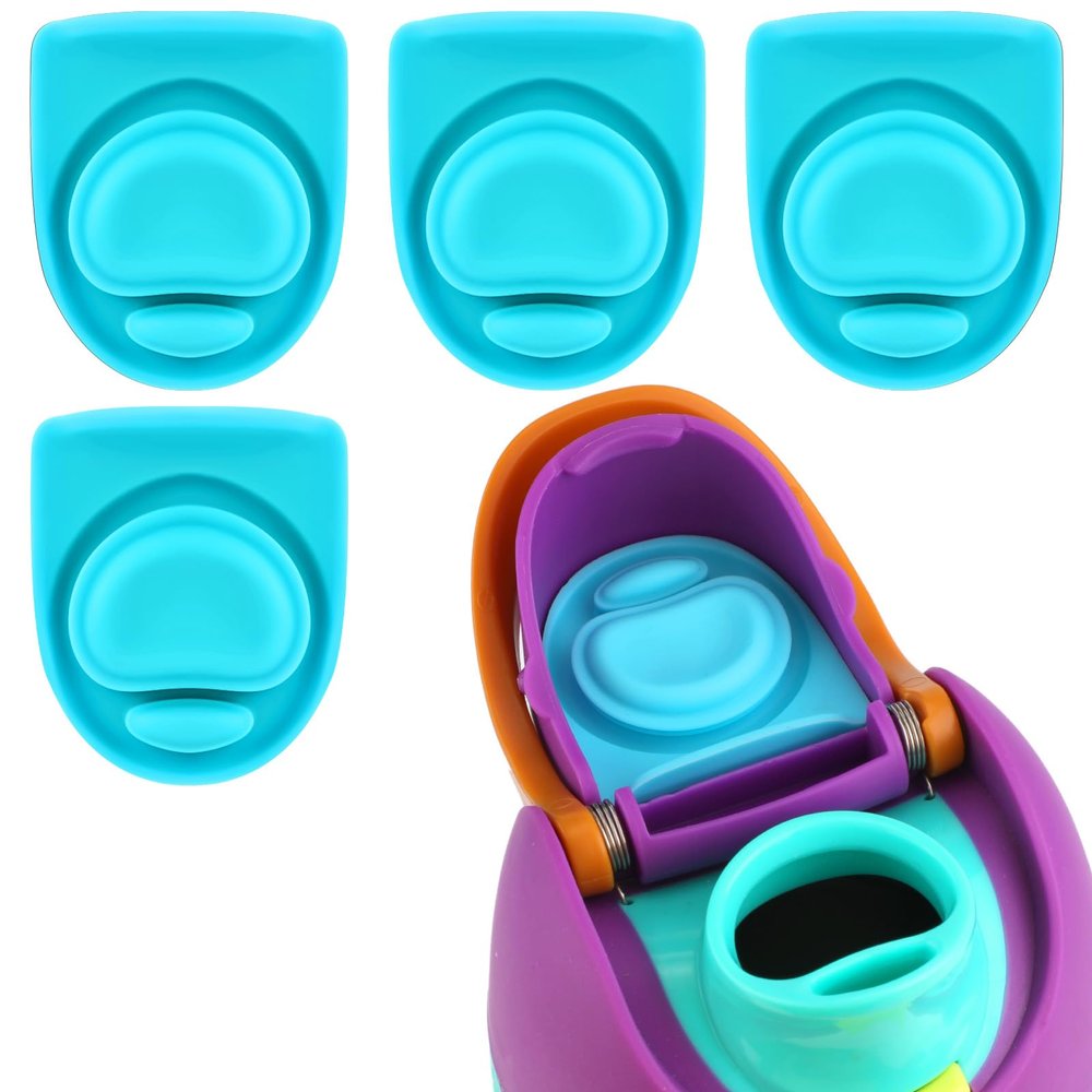 4pcs Replacement Stopper Compatible with Owala FreeSip 24oz 32oz, Water Bottle Top Lid Gasket for Owala 19/24/32/40oz Seal Bottle Cap Mouth Stopper Part Silicone Plug Accessories BPA-Free (Cyan)