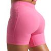 Aoxjox Biker Workout Shorts for Women with Pocket Legend Tummy Control High Waisted Athletic Gym Running Yoga Short 5" (Azalea Pink, Small) view 1