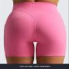 Aoxjox Biker Workout Shorts for Women with Pocket Legend Tummy Control High Waisted Athletic Gym Running Yoga Short 5" (Azalea Pink, Small) view 3
