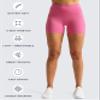 Aoxjox Biker Workout Shorts for Women with Pocket Legend Tummy Control High Waisted Athletic Gym Running Yoga Short 5" (Azalea Pink, Small) view 4