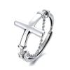 WCB1FPu Women's S925 Sterling Silver Ring Complex Fashion Cross Stitching Chain Index Finger Ring Open Adjustable Ring view 1
