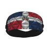 Flag of The Dominican Republic with Polygonal Effect Headbands for Women Men Breathable Sports Headband Outdoor Interior Sports Wicking Hair Ties Leisure Hair Bands view 2
