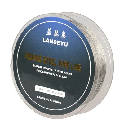 100 Meter 0.3mm Fishing Stee Wire Nylon Coated 1x7 Stainless Steel Leader Wire Super Soft Fishing Wire Lines 13 Pound Test