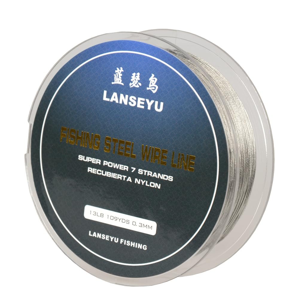 100 Meter 0.3mm Fishing Stee Wire Nylon Coated 1x7 Stainless Steel Leader Wire Super Soft Fishing Wire Lines 13 Pound Test