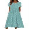 Akivide Women Casual Short Sleeve Boho Floral Print Maxi Dress with Pocket Plus Size Summer Crewneck Flowy Beach Tshirt Dress view 1
