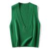 Blostirno Women's Sweater Vest V Neck Knit Pullover Vests Trendy Solid Knitwear Sleeveless Sweaters Tops(Green S) view 1