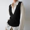 Blostirno Women's Sweater Vest V Neck Knit Pullover Vests Trendy Solid Knitwear Sleeveless Sweaters Tops(Green S) view 2