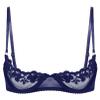 renvena Women's Sexy 1/4 Cup Lace Bra Balconette Mesh Underwired Unlined Demi Shelf Bra Daily Wear Navy Blue B Large view 1